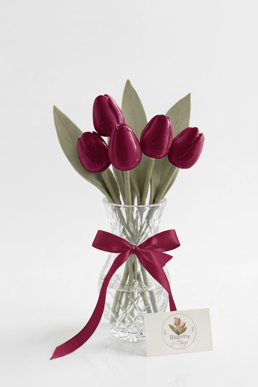 Bouquet de tulipes velours Fushia